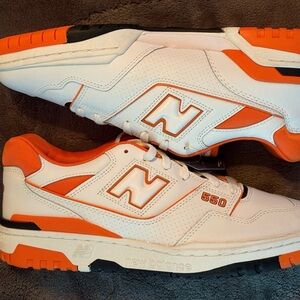 New Balance Men's 550 White and Orange Sneakers